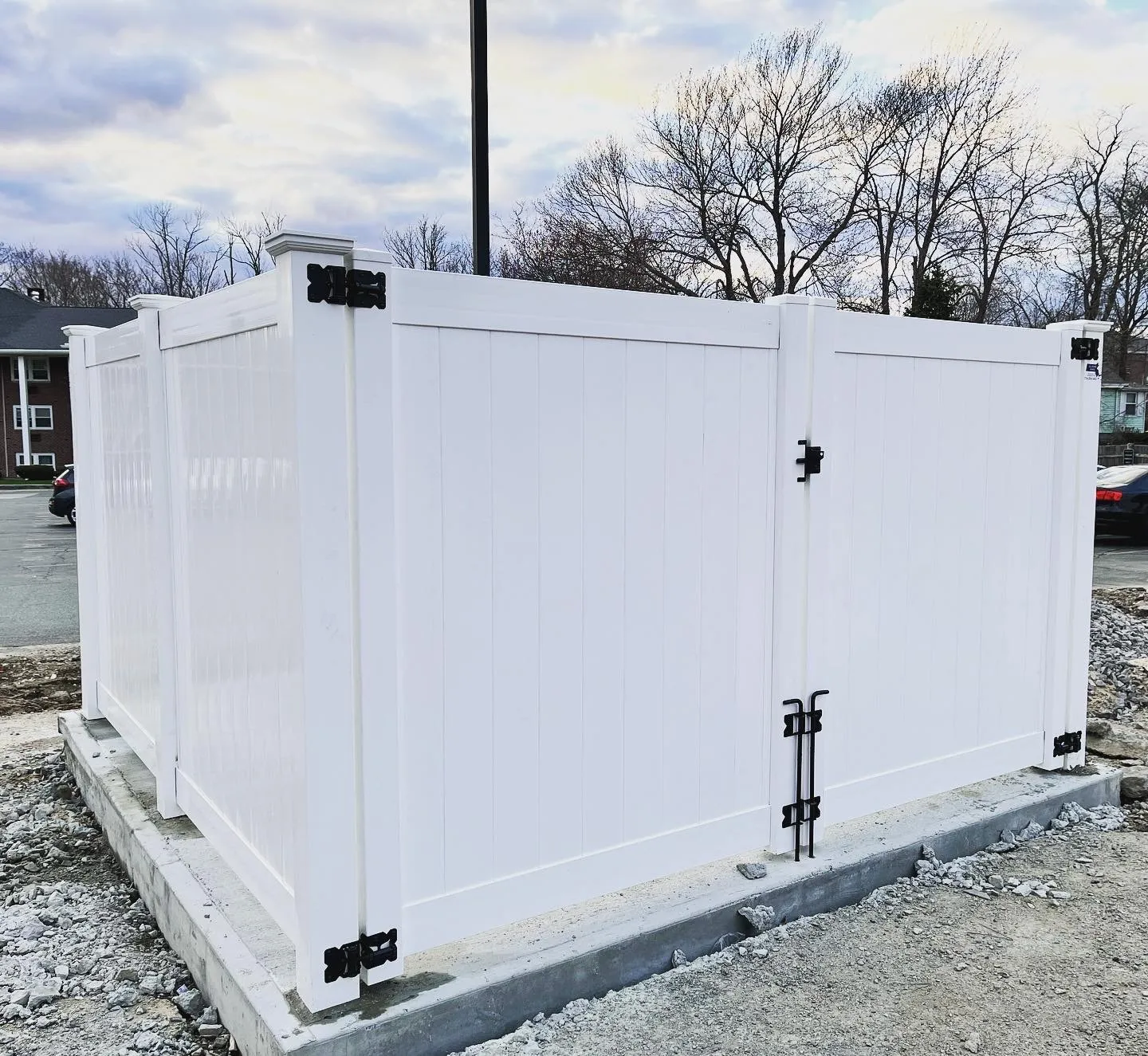 Dumpster enclosure fencing project in Weymouth, MA