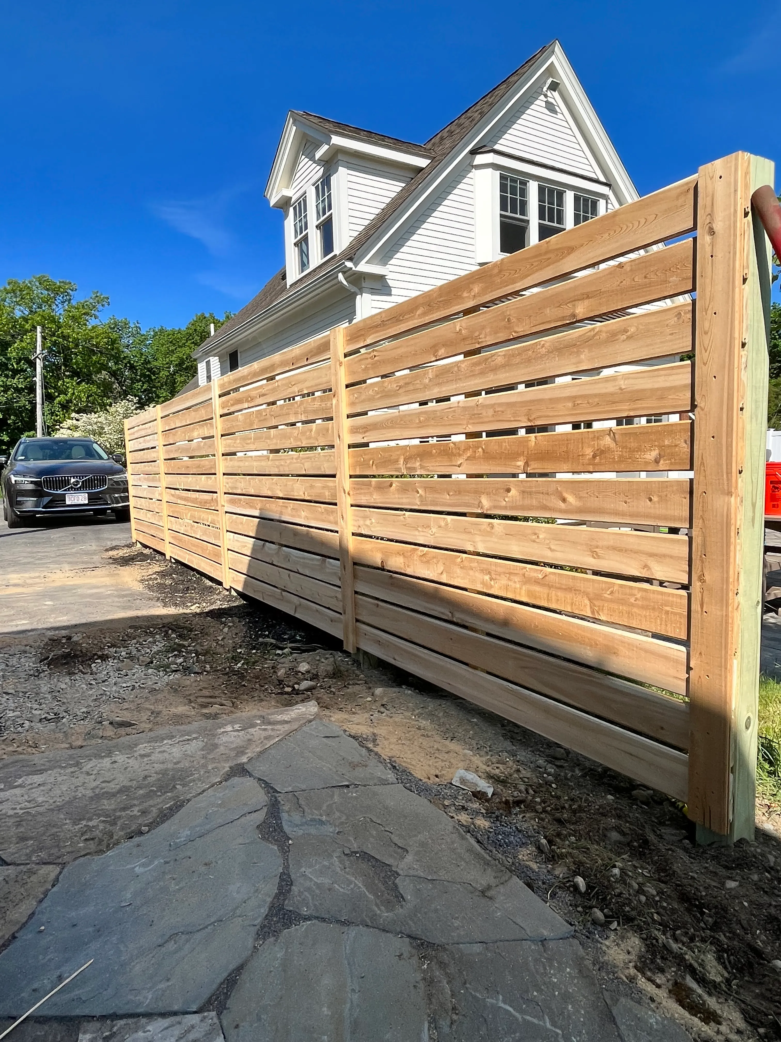 Wood fence installation project 9