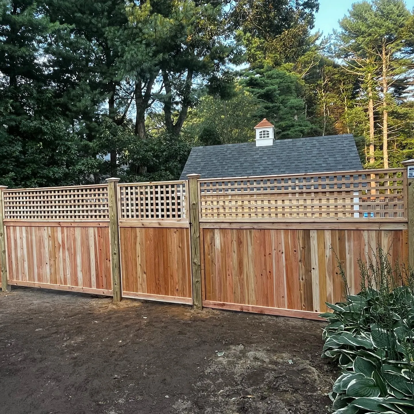Wood fence installation project 11
