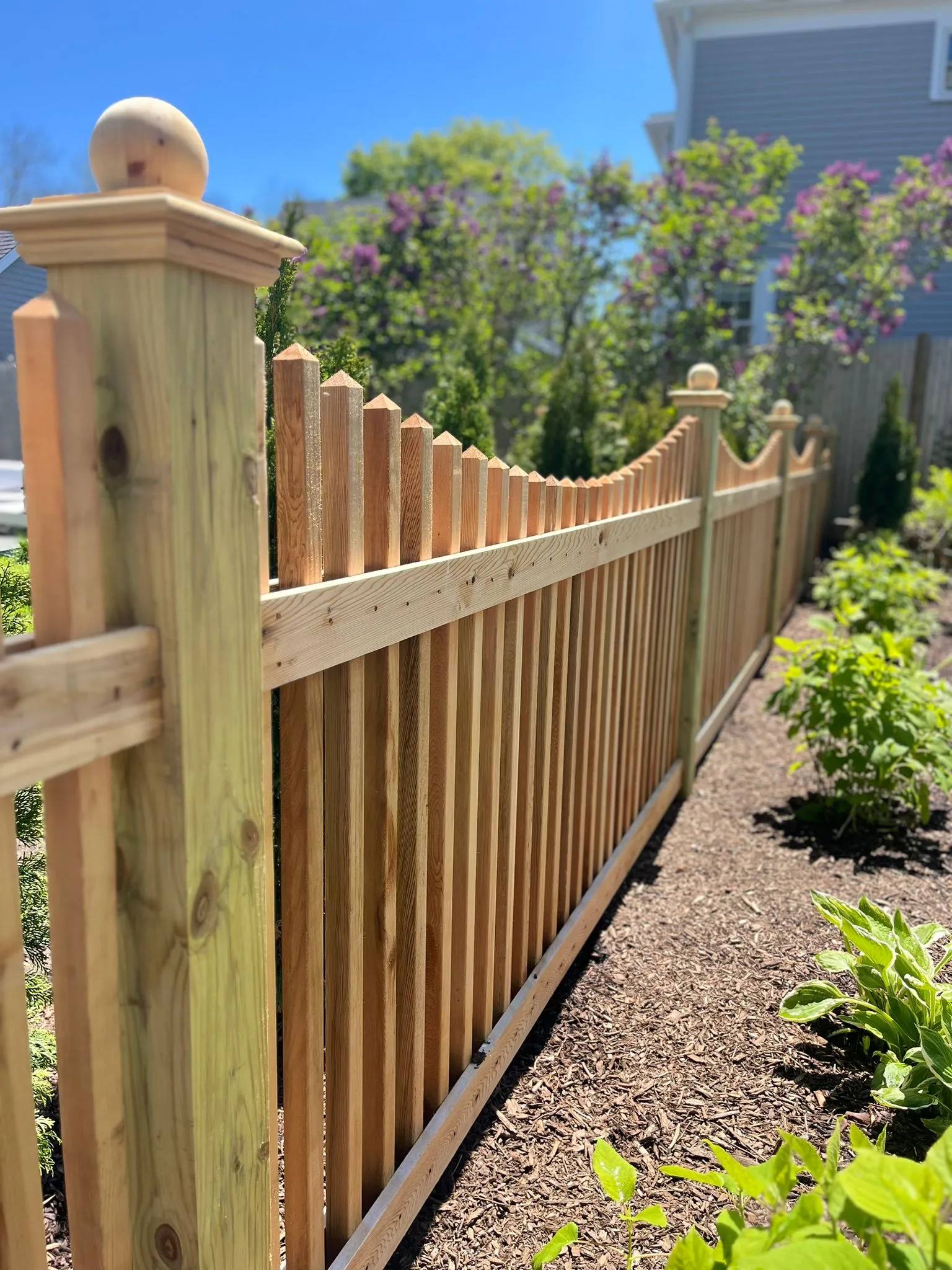Wood fence installation in Dedham, MA