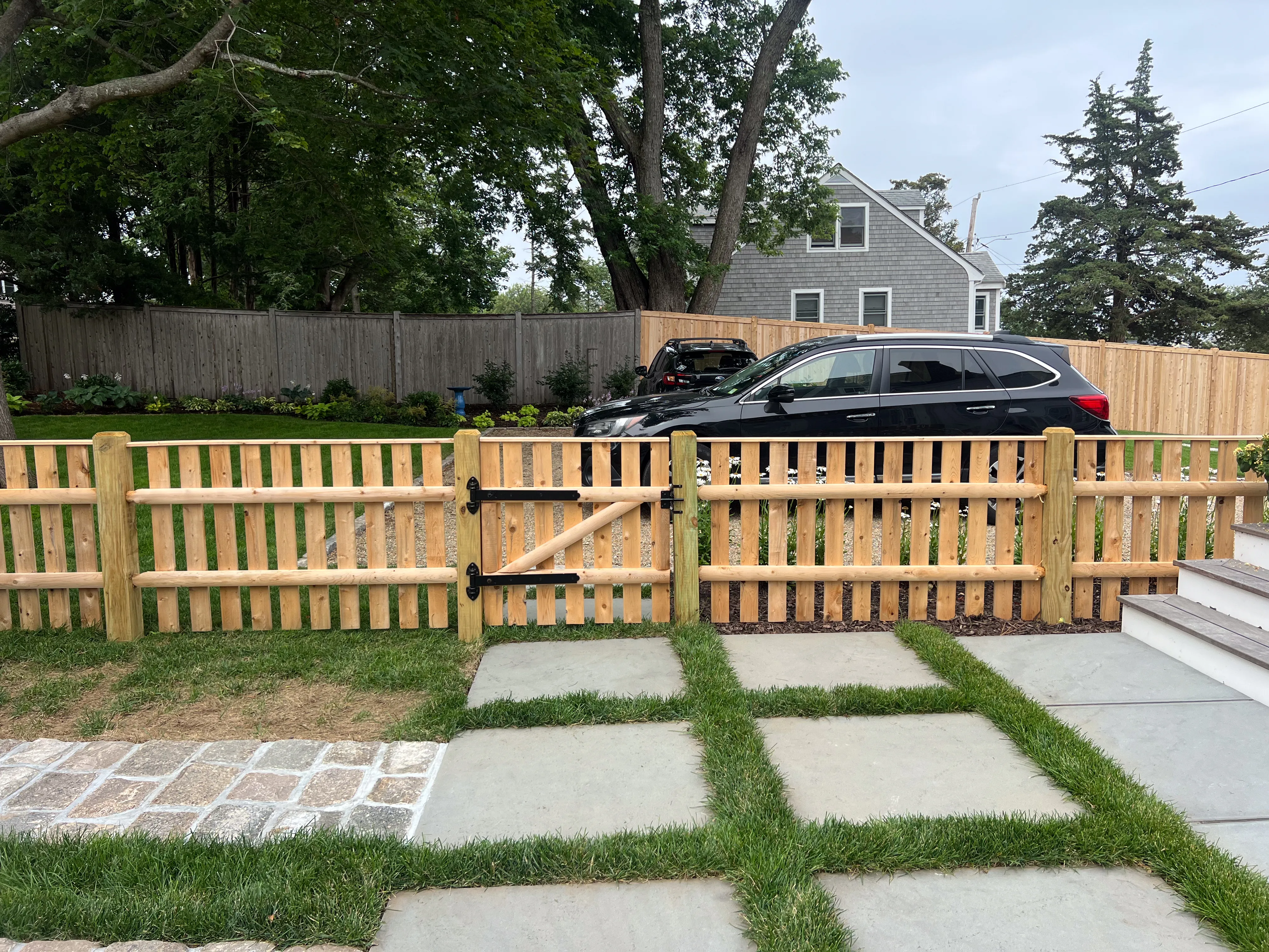 Wood fence installation project 17