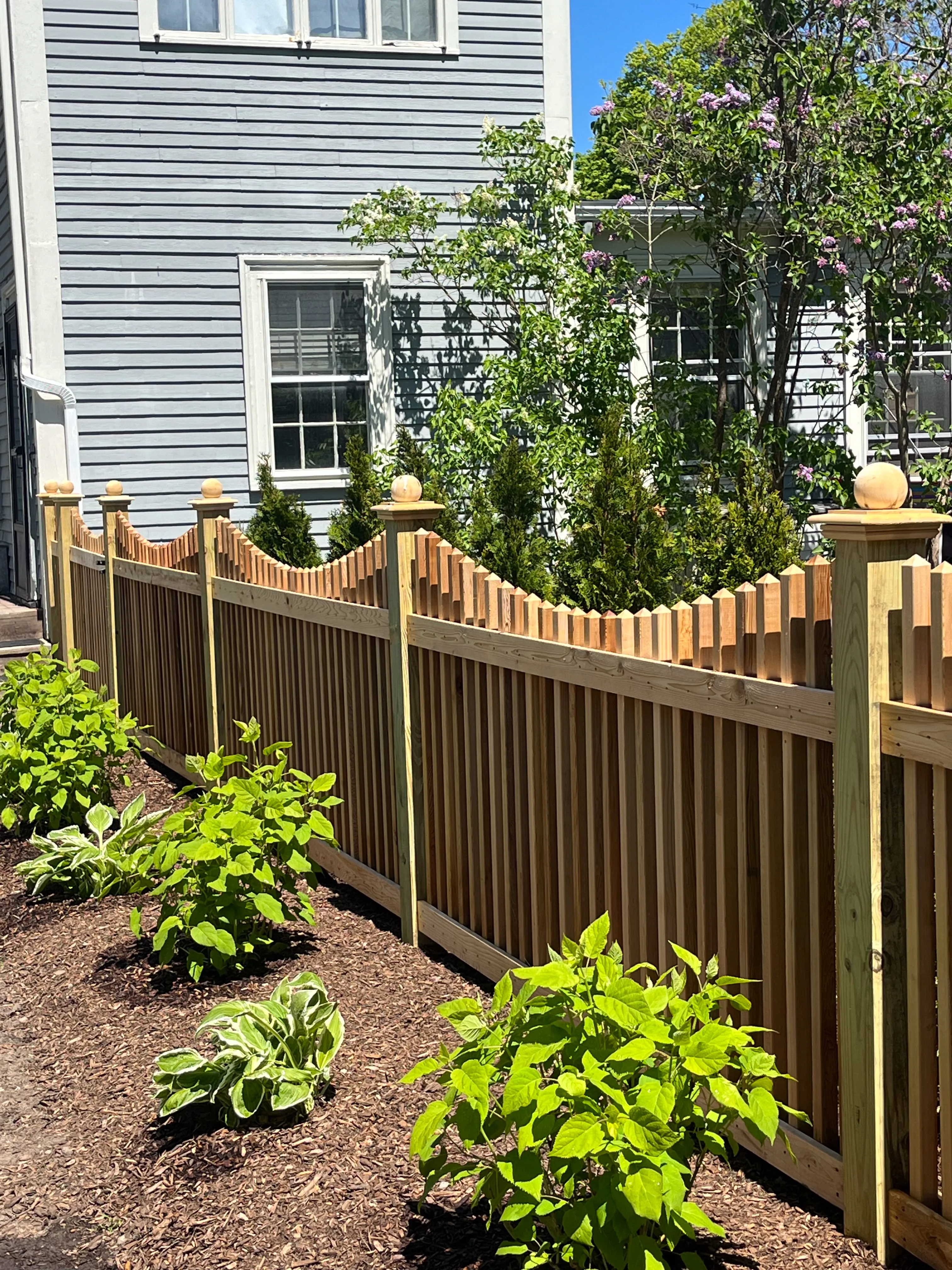 Wood fence installation project 19