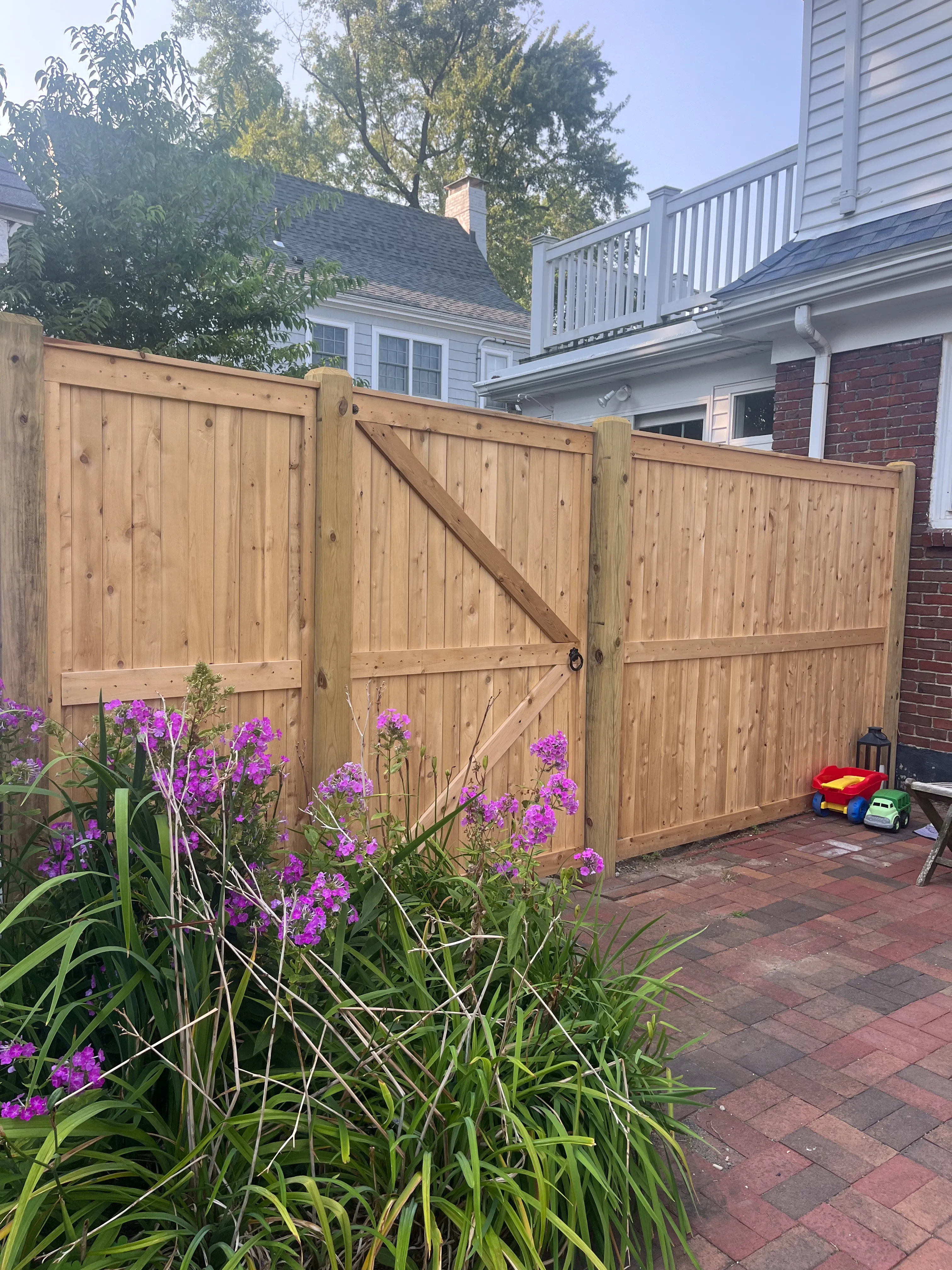 Wood fence installation project 20