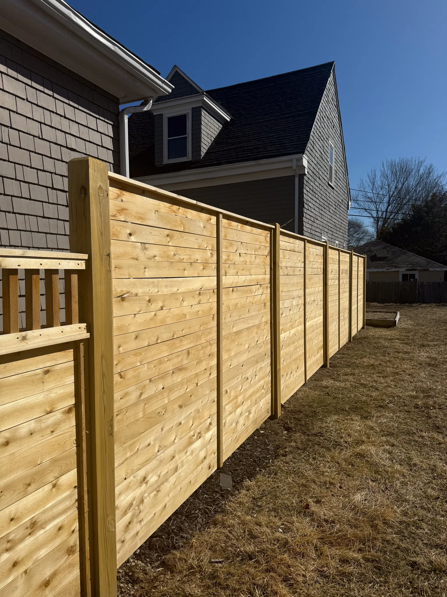 Wood fence installation